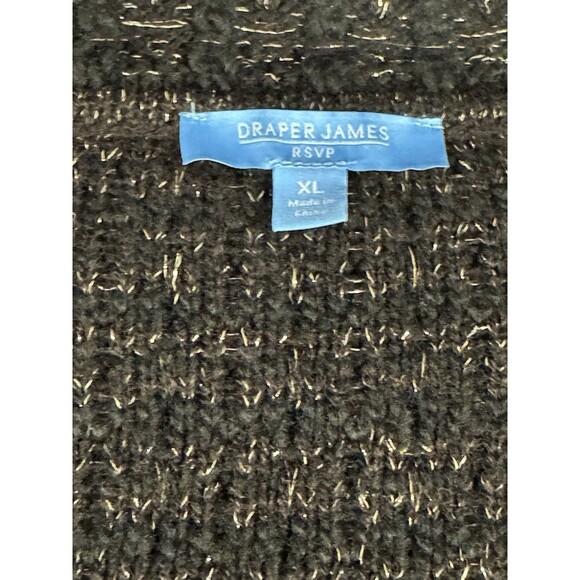 NWT Draper James Metallic Yarn Cardigan With Blazer Details XL Black Gold Chic - Picture 4 of 9